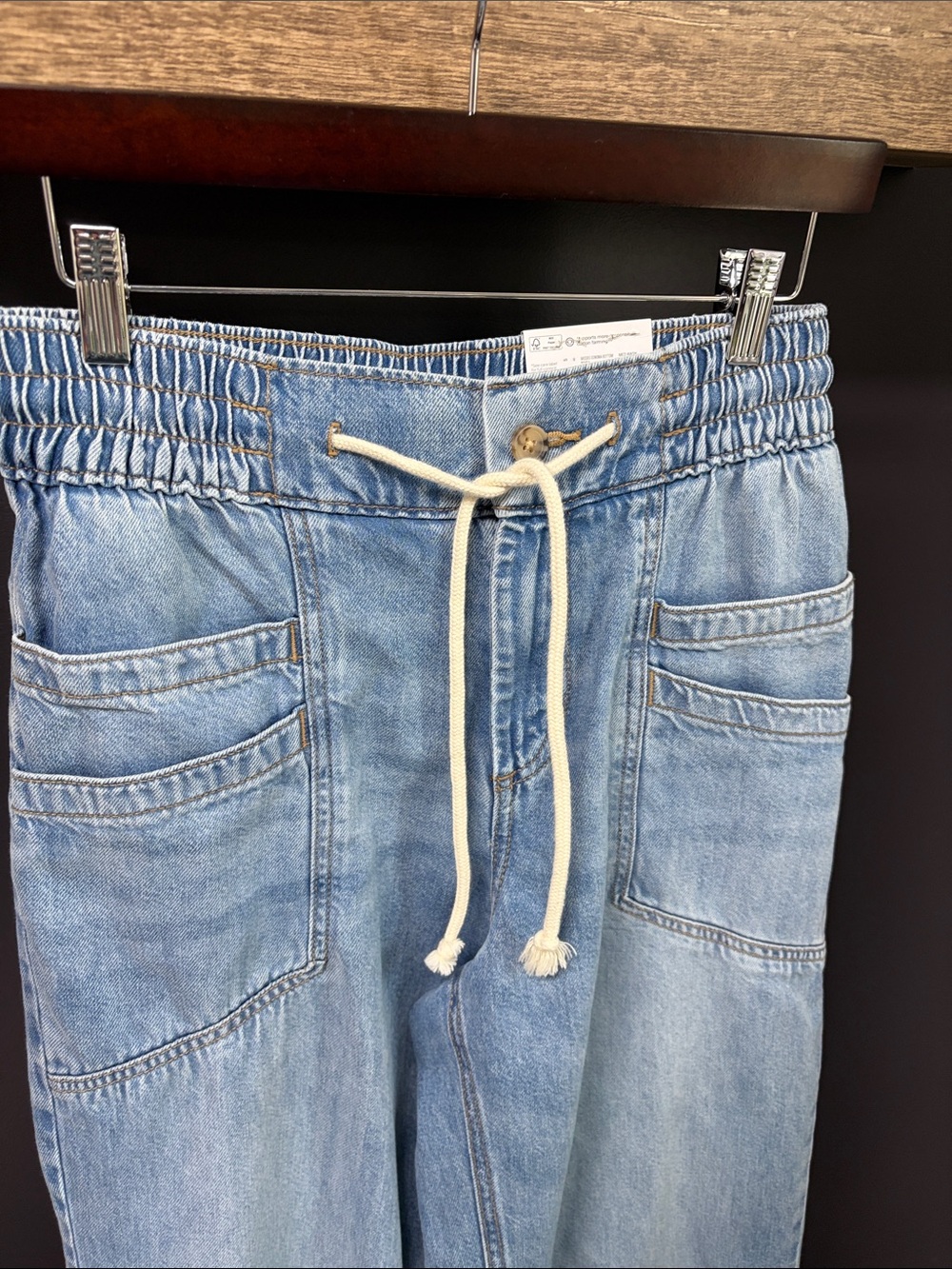 Light Blue Drawstring Denim High Rise Wide Leg Jeans for Women! NWT!!💙